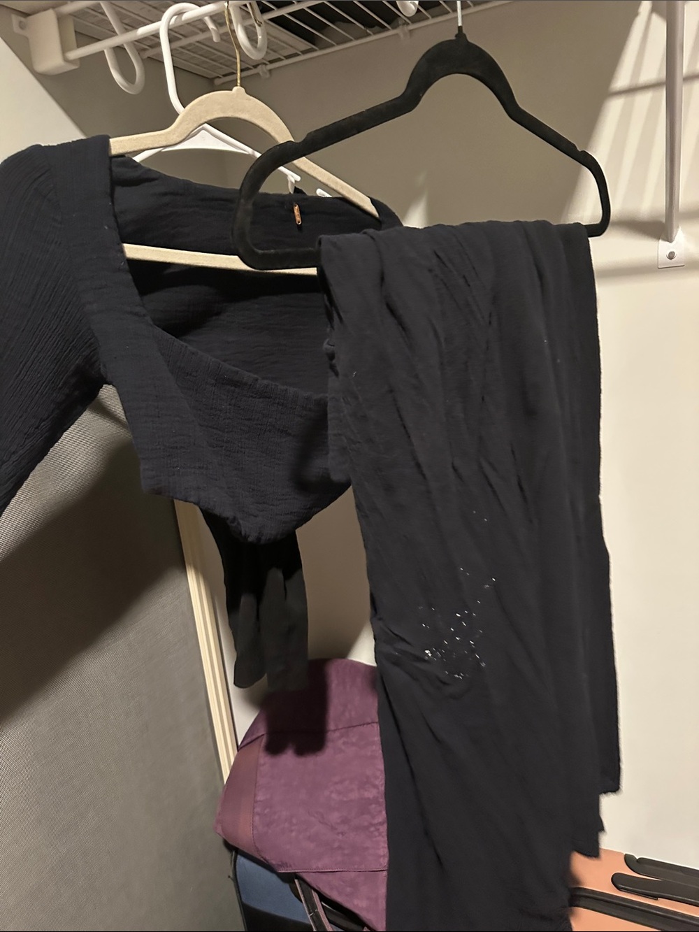 Free People Black Ribbed Top and Black Lightweight Cardigan Set